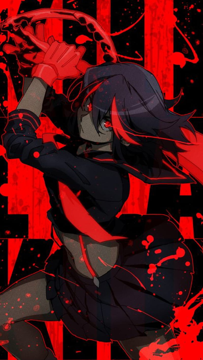 Ryuko, matoi, senketsu, kill la kill, kill, anime, red, tiger, dragon, HD phone wallpaper