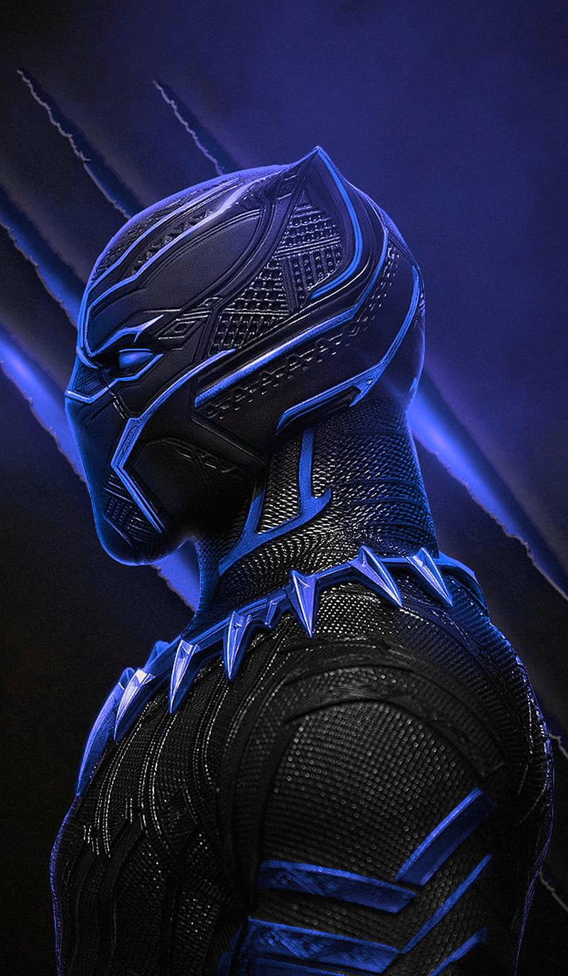 Black panther, avenger infinity war, blue, kinetic energy, marvel, panther, vibranium, wakanda, HD phone wallpaper