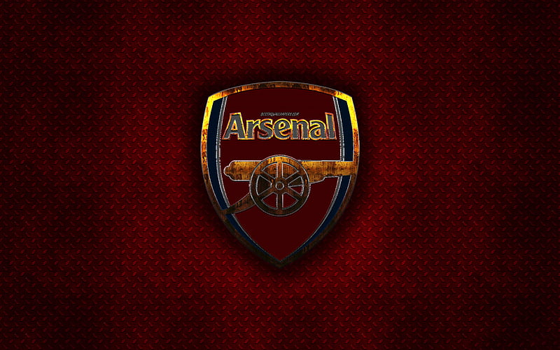 Arsenal FC, English football club, red metal texture, metal logo, emblem, London, England, Premier League, creative art, football, Arsenal London, HD wallpaper