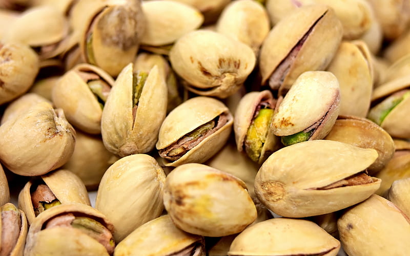 pistachios, nuts, background with pistachios, food texture, pistachios texture, HD wallpaper