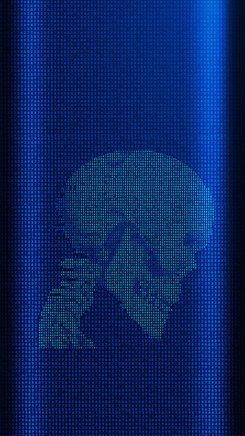 Sci-fi skull, blue, colors, edge, face, gradient, mask, note, pattern, squares, HD phone wallpaper