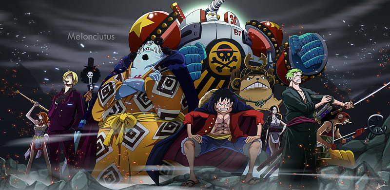 One Piece, Brook (One Piece), Chopper (Predator), Franky (One Piece), Jinbe (One Piece), Monkey D. Luffy, Nami (One Piece), Nico Robin, Roronoa Zoro, Sanji (One Piece), Usopp (One Piece), HD wallpaper