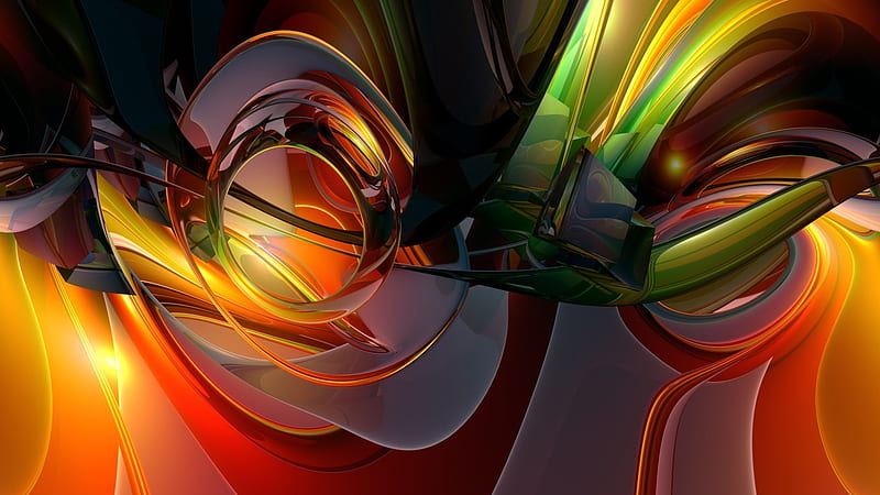 Green Red Yellow Glassy Abstract Artwork Abstract, HD wallpaper