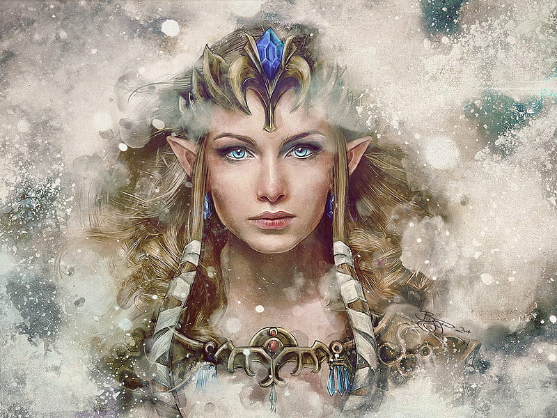 Zelda, fantasy, luminos, girl, elf, portrait, barret biggers, princess, HD wallpaper