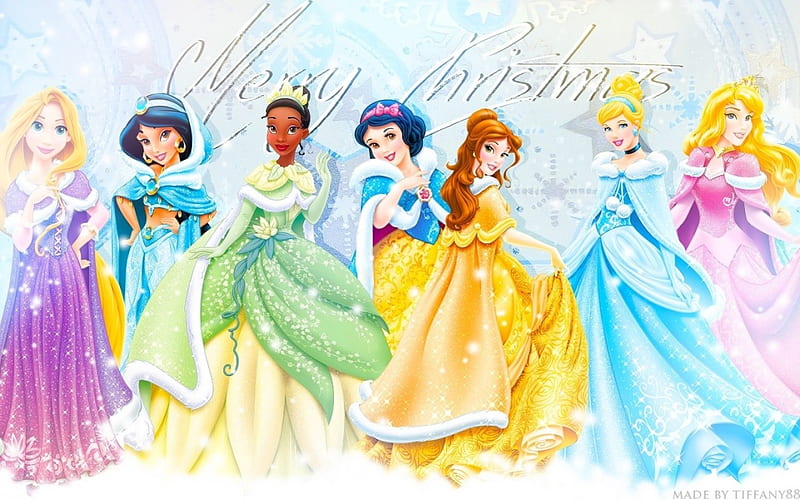 Disney Princesses Christmas, Christmas, Princess, Disney, HD wallpaper