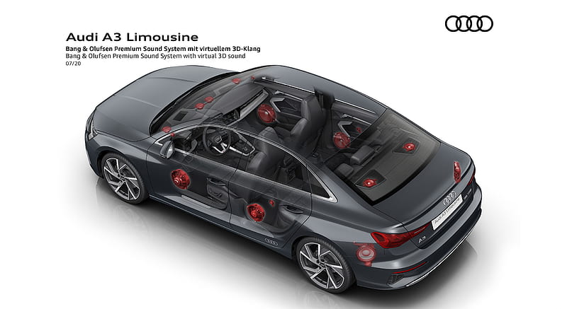 2021 Audi A3 Sedan Bang and Olufsen Premium Sound System with virtual 3D sound , car, HD wallpaper