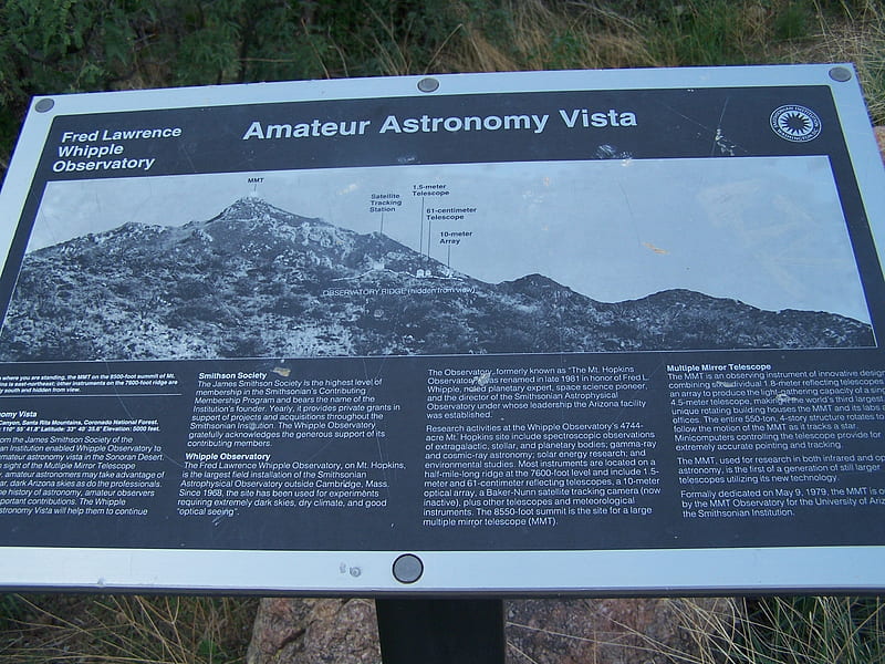 Educational Plaque, Fred Lawrence Whipple Observatory, Astronomy, Sky, Observatory, Space, HD wallpaper