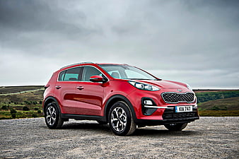 Kia Sportage, facelift, 2019, red crossover, new red Sportage, exterior, front view, Korean cars, Kia, HD wallpaper