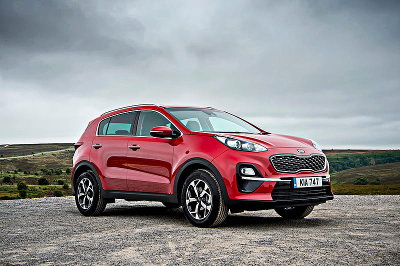 Kia Sportage, facelift, 2019, red crossover, new red Sportage, exterior, front view, Korean cars, Kia, HD wallpaper