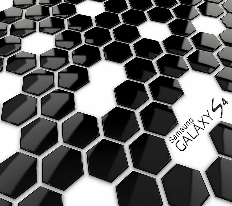 Onyx Galaxy S4, hexagons, samsung, HD wallpaper
