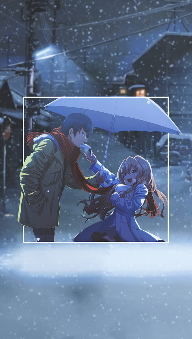anime, anime girls, -in-, umbrella, urban, winter, snow, Toradora!, HD phone wallpaper