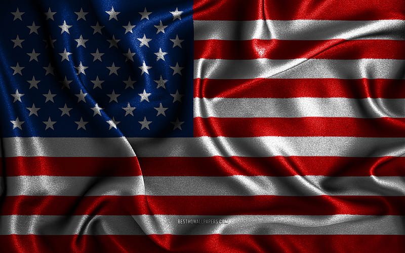 USA flag silk wavy flags, national symbols, Flag of USA, fabric flags, US flag, United States of America, North America, USA 3D flag, American flag, HD wallpaper