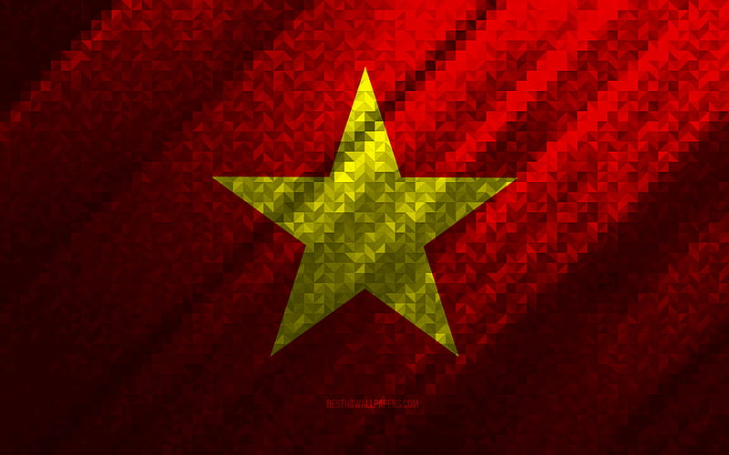 Flag of Vietnam, multicolored abstraction, Vietnam mosaic flag, Vietnam, mosaic art, Vietnam flag, HD wallpaper