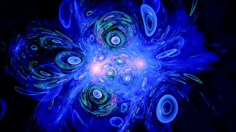 Blue Fractal Digital Art Abstract, HD wallpaper