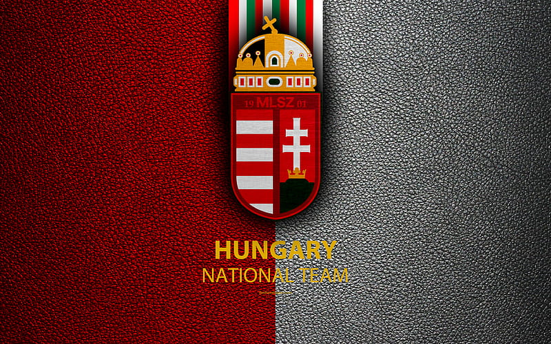 Hungary national football team leather texture, emblem, logo, football, Hungary, Europe, HD wallpaper