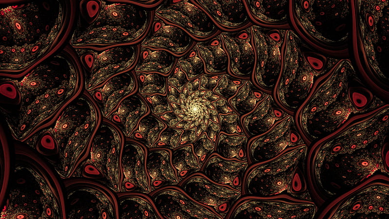 fractal, spiral, funnel, abstraction, brown, HD wallpaper