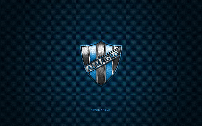 Club Almagro, Argentine football club, white logo, blue carbon fiber background, Primera B Nacional, football, Buenos Aires, Argentina, Club Almagro logo, HD wallpaper