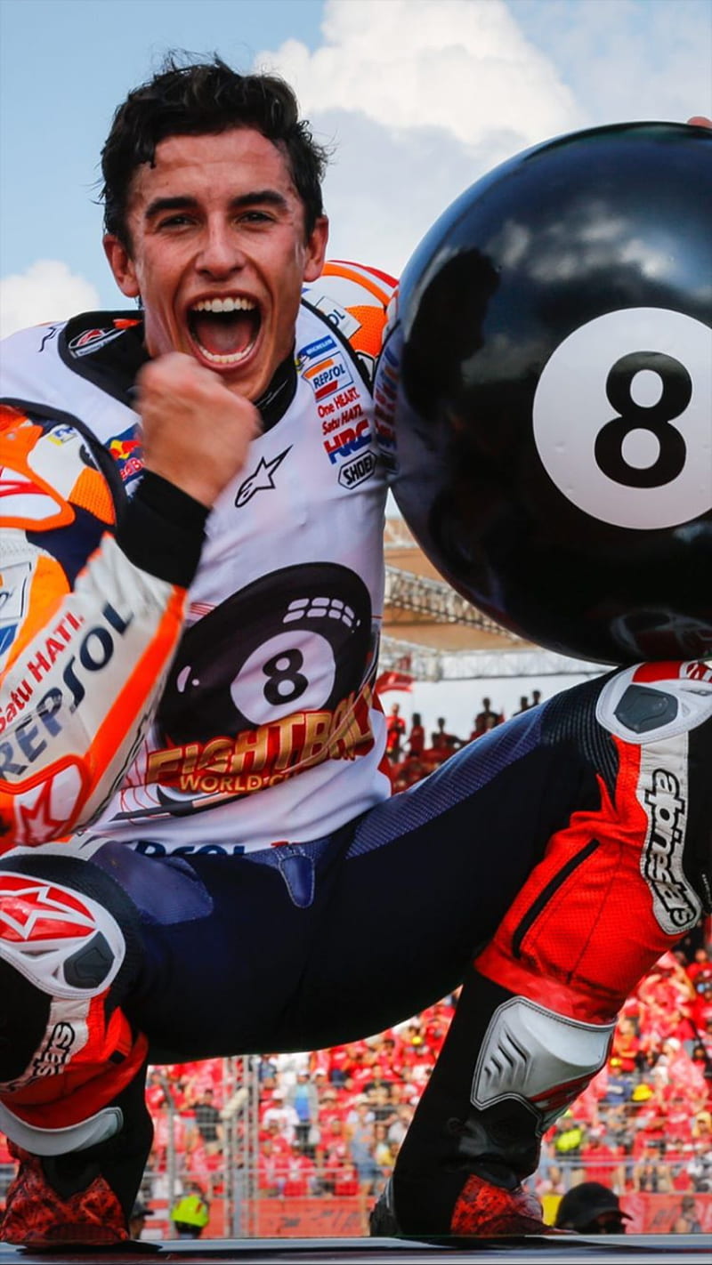 Marc Marquez, 8ball, bike, motogp, racing, track, HD phone wallpaper