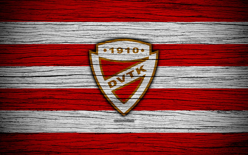 DVTK FC Hungarian Liga, soccer, NB I, football club, Hungary, DVTK, football, wooden texture, FC DVTK, HD wallpaper