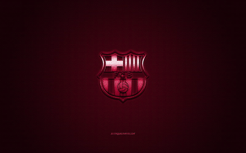 Fc Barcelona Spanish Football Club Burgundy Metallic Logo Burgundy Carbon Fiber Background Hd Wallpaper Peakpx