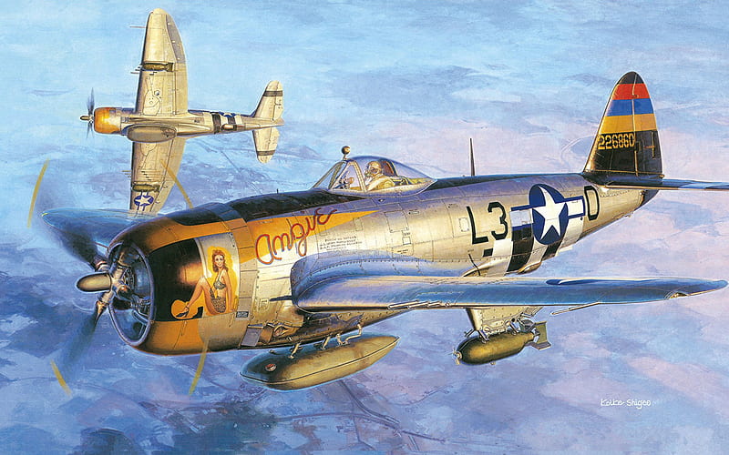 Republic P-47 Thunderbolt, WW2, American fighter-bomber, World War II, USA, P-47, USAF, HD wallpaper