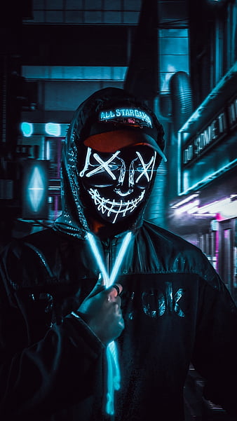 Neon Mask, mask, neon, HD phone wallpaper