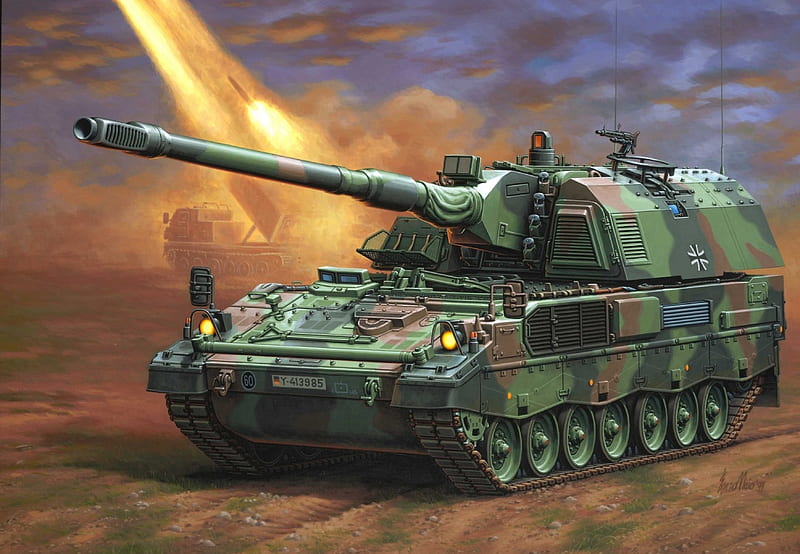 Panzerhaubitze 2000 (PzH 2000), germany, army, haubitze, deutschland, cannon, artillerie, kanone, armor, panzerung, armee, artillery, HD wallpaper