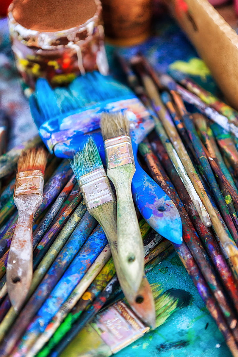 assorted-color paint brush lot, HD phone wallpaper