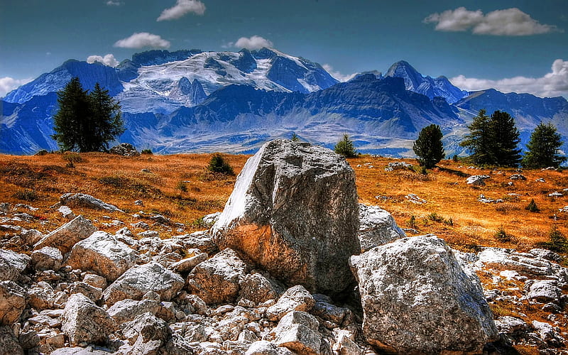 Marmolada, mountain, Dolomites, mountain landscape, Italy, HD wallpaper