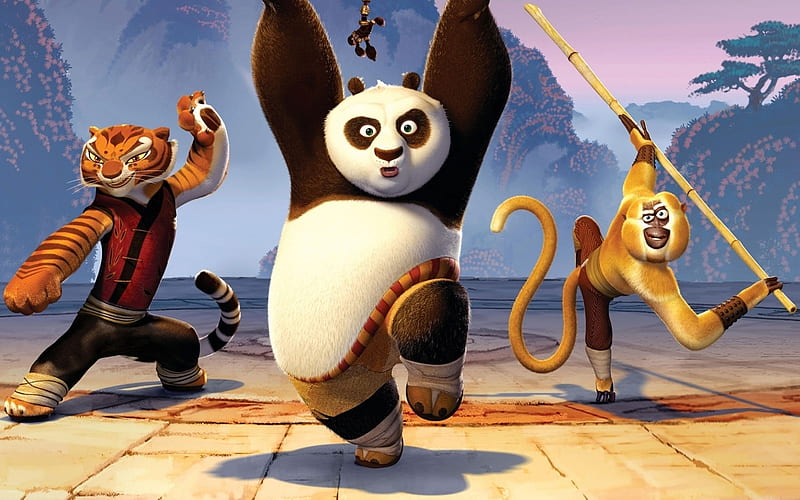 kung fu panda, panda, kung fu, tigress, po, HD wallpaper