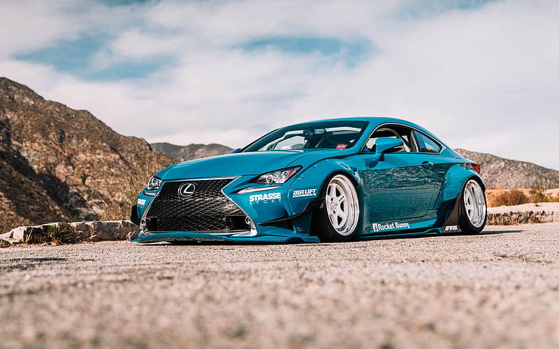 Lexus RC F, 2019, blue sports coupe, tuning RC F, new blue RC F, lowrider, Japanese cars, Lexus, HD wallpaper