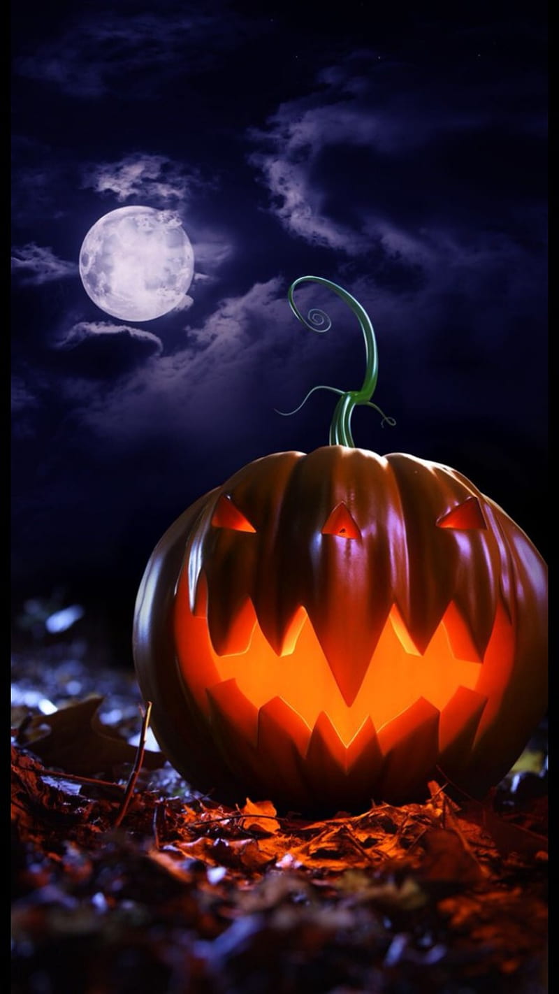 Halloween 2, 3d, fall scenes, halloween pumkin, halloween themes, halloween orange, pumpkin, scary, HD phone wallpaper