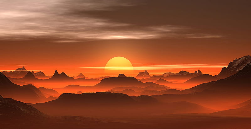 Sunset Mist Desert , sunset, desert, artist, artwork, digital-art, HD wallpaper