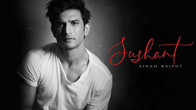 Black And White Of Sushant Is Wearing White T-Shirt Sushant Singh Rajput, HD wallpaper