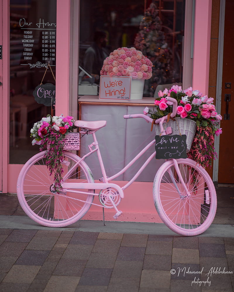 Pink bicycle, bicycle, girl, girly, pink, store, street, HD phone wallpaper  | Peakpx