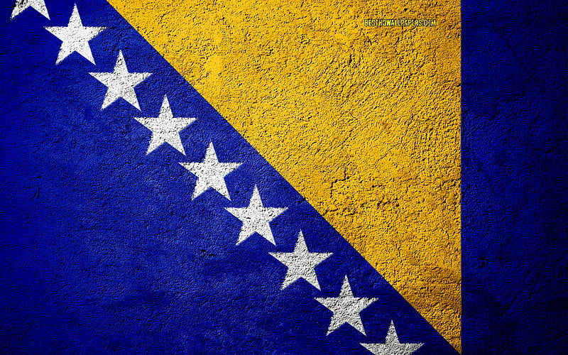 Flag of Bosnia and Herzegovina, concrete texture, stone background, Bosnia and Herzegovina flag, Europe, Bosnia and Herzegovina, flags on stone, HD wallpaper