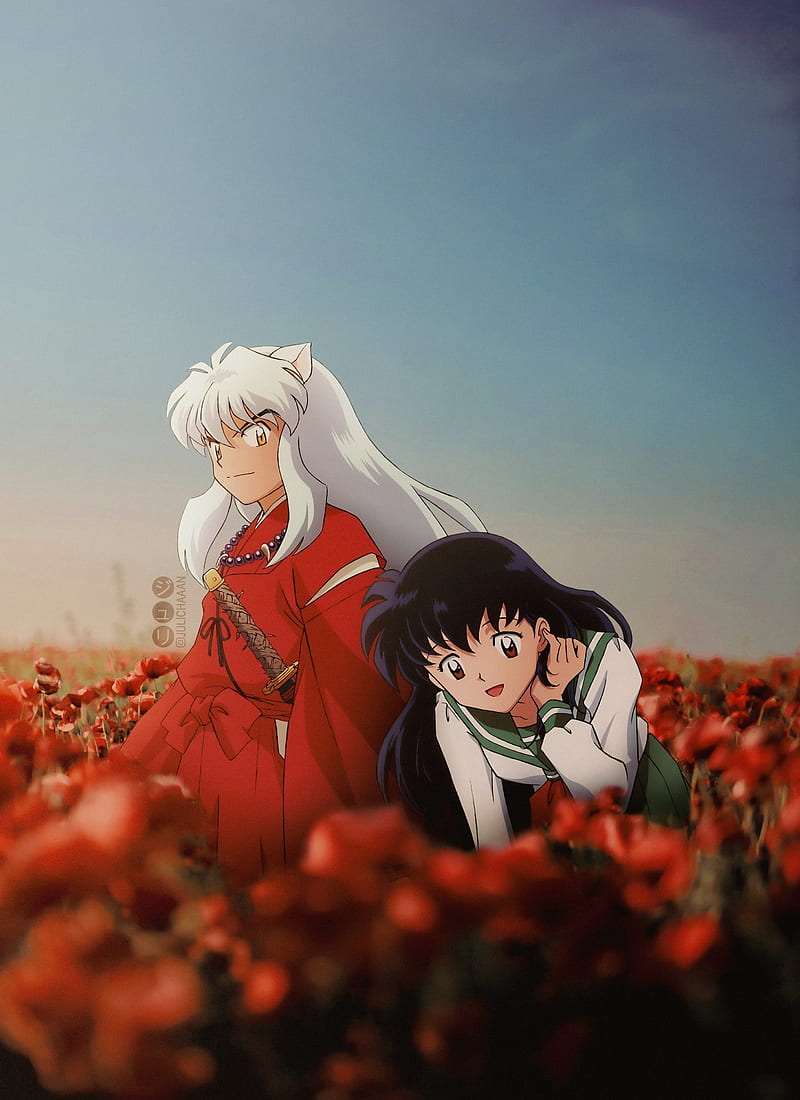 Inuyasha and Kagome, poppy, anime ships, 90s anime, poppies, aesthetic anime,  HD phone wallpaper | Peakpx