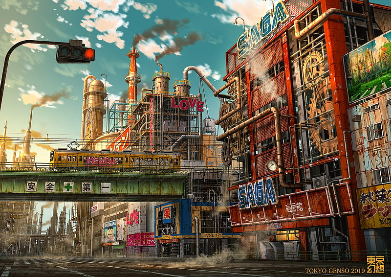 Futuristic anime city, apocalypse, ruins, tokyo, japan, train, industrial,  Anime, HD wallpaper | Peakpx