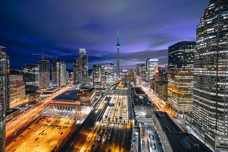 Cities, Night, City, Skyscraper, Building, Canada, Toronto, HD wallpaper