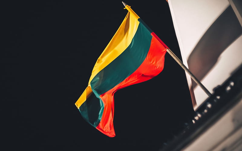 Flag of Lithuania, flagpole, Lithuanian flag, fabric flag, Lithuania, Europe, HD wallpaper