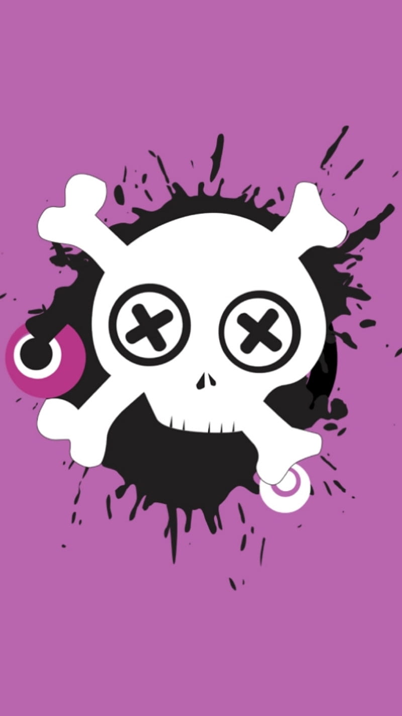 Skully, crossbones, purple, skull, HD phone wallpaper