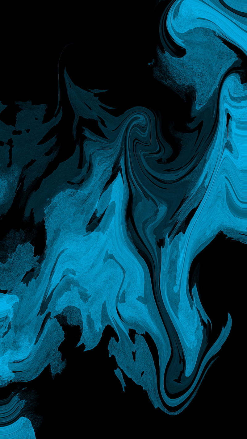 FLUID , abstract, amoled, blue, color, dark, liquid, rock, swirl, HD phone wallpaper