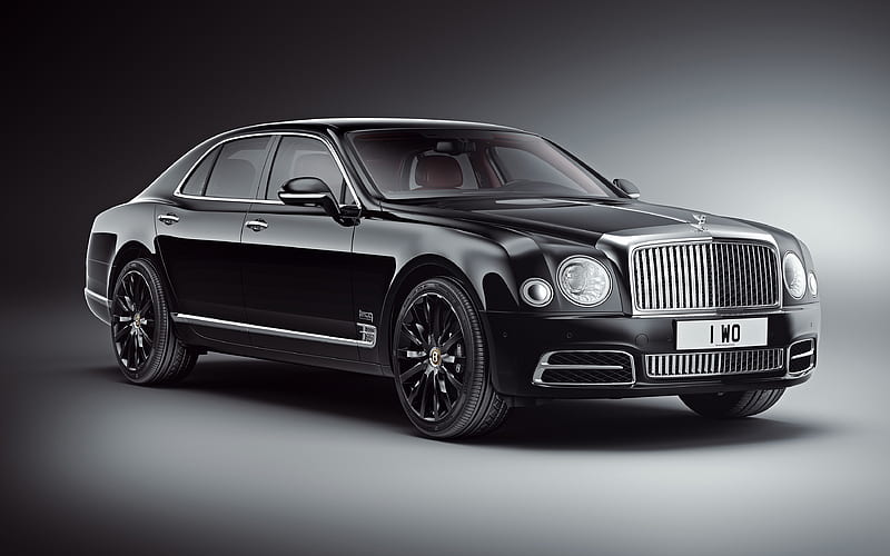 Bentley Mulsanne, Mulliner Limited Edition, 2018, WO Edition black luxury limousine, front view, new black, British cars, Bentley, HD wallpaper