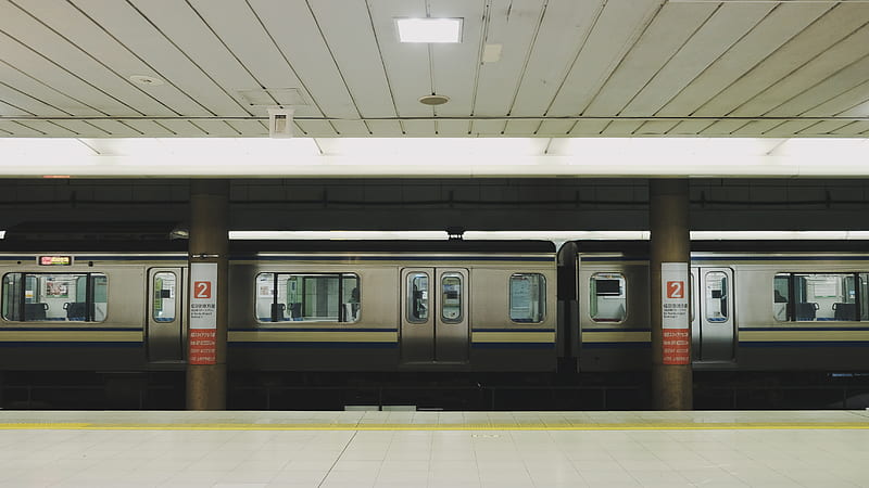 gray train on subway, HD wallpaper