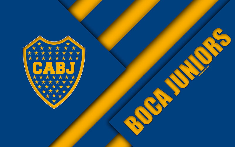 Boca Juniors, Argentine football club BJ logo, emblem, material design, blue yellow abstraction, Buenos Aires, Argentina, football, Argentine Superleague, First Division, HD wallpaper