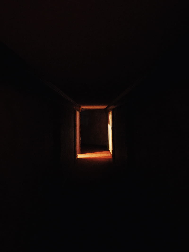 corridor, dark, door, light, darkness, HD phone wallpaper
