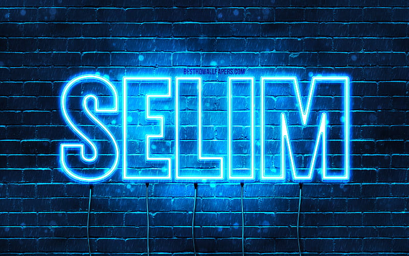 Selim with names, Selim name, blue neon lights, Happy Birtay Selim, popular turkish male names, with Selim name, HD wallpaper
