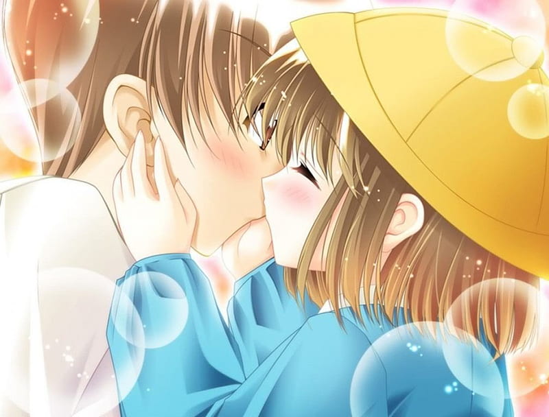 Beso de anime, chico, chica, anime, amor, beso, Fondo de pantalla HD |  Peakpx