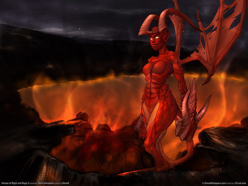 Hellion, red, demon, hell, devil, might and magic, HD wallpaper