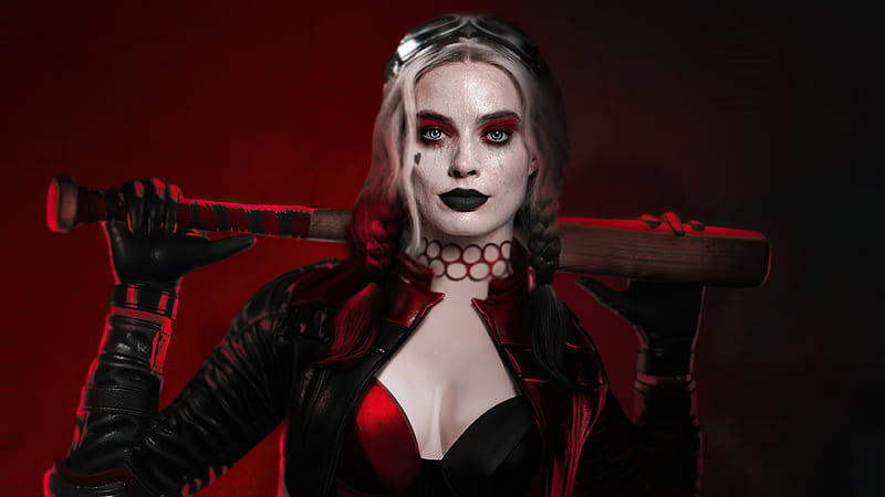 Harley Quinn With Blue Eyes In Red And Black Background Harley Quinn, HD  wallpaper | Peakpx